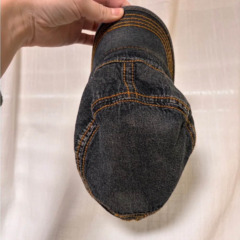 SOLD Y2K Denim Messenger Newsboy Train Cap Hat - Picture 5 of 5